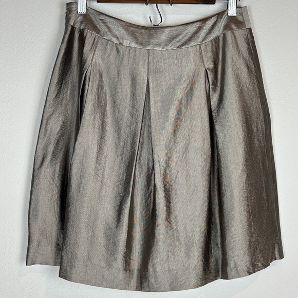 BCBGMaxAzria Metallic A-Line Box Pleated Skirt 2 - Picture 4 of 7